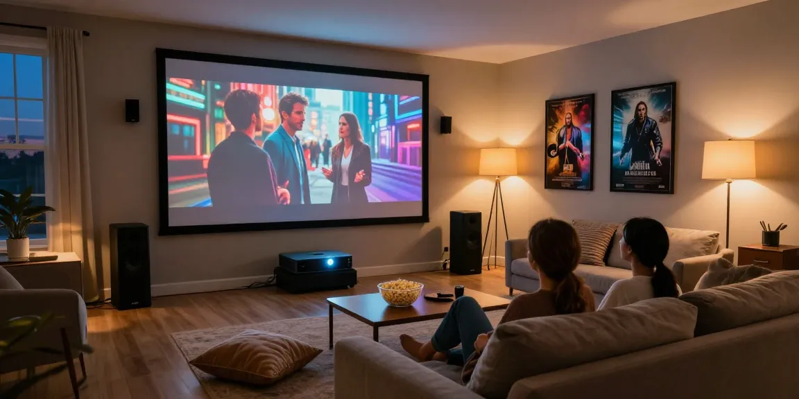 Person enjoying a movie on the best projector 2026 in a cozy home theater setting with ambient lighting.