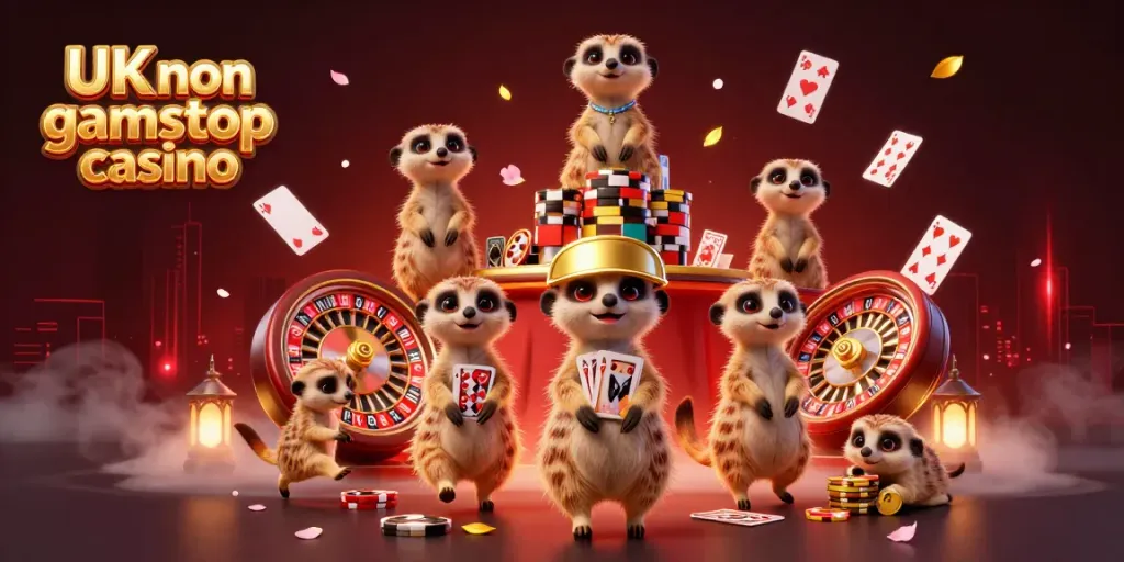 Engage with lively action at a UK non gamstop casino featuring an entertaining meerkat casino scene.