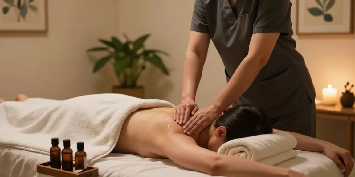 송파출장안마 massage therapy scene with relaxing atmosphere.